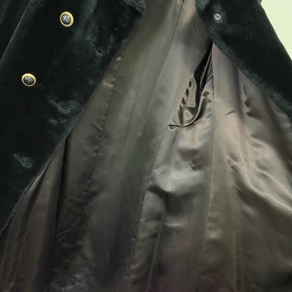 Vintage Brells Downtown Black Faux Fur Elegant Long Line Collared Winter Coat - Picture 7 of 10